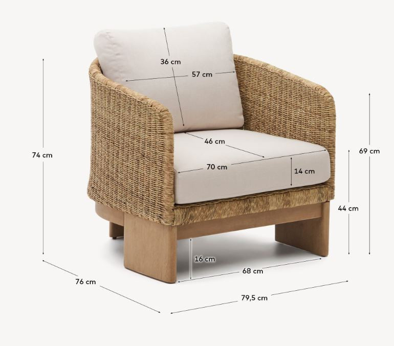 Fotoliu crem/maro din textil Xoriguer Kave Home