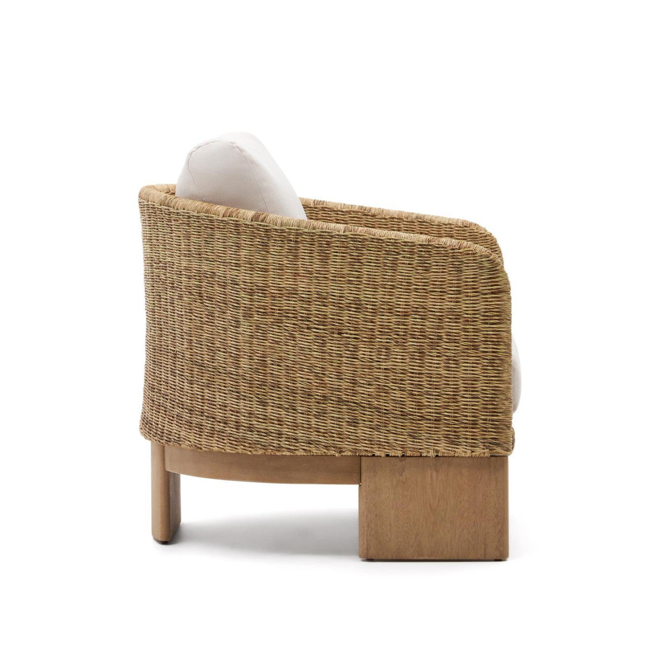 Fotoliu crem/maro din textil Xoriguer Kave Home