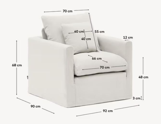 Fotoliu ecru din textil Nora Kave Home