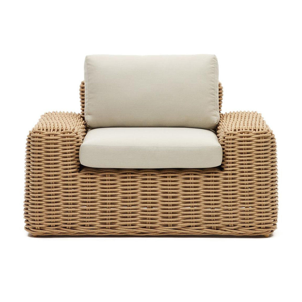 Fotoliu exterior alb/bej din textil Portlligat Kave Home