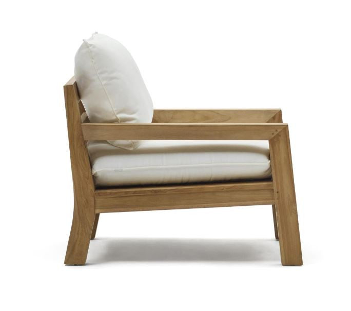 Fotoliu exterior alb/maro din textil Forcanera Kave Home