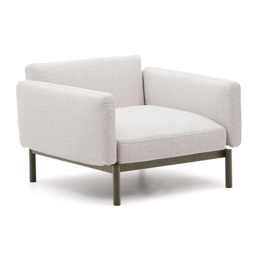 Fotoliu exterior alb/verde din textil Sorells Kave Home