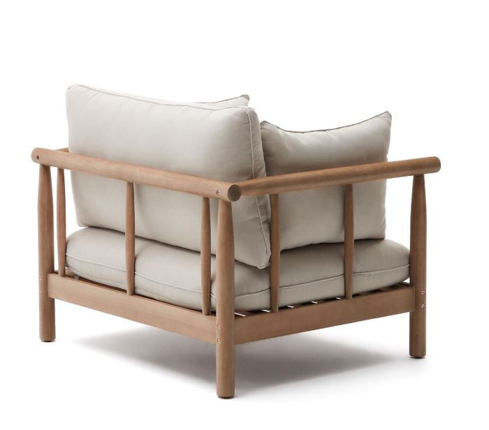 Fotoliu exterior maro din textil Sacova Kave Home