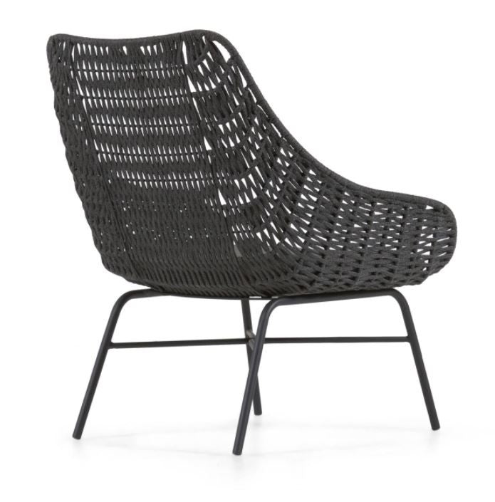 Fotoliu exterior negru din metal Abeli Kave Home