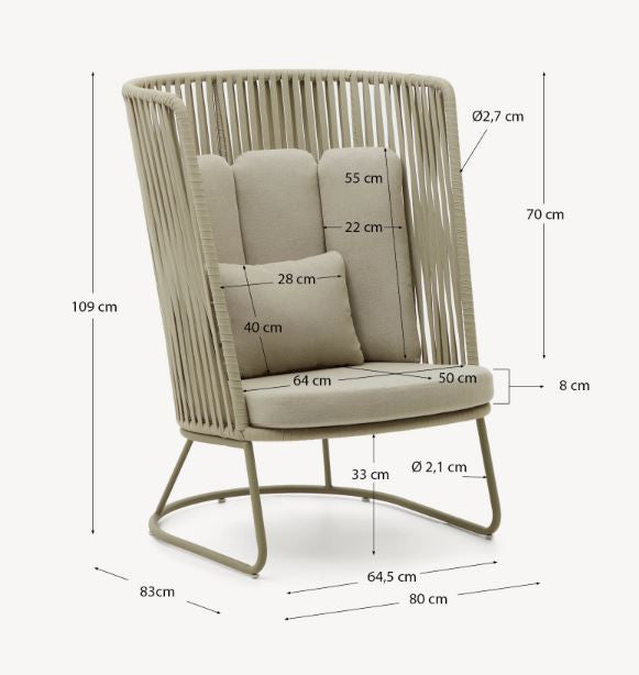 Fotoliu exterior verde din metal Saconca Kave Home