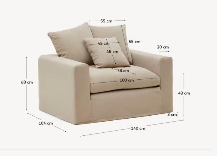 Fotoliu grej din textil Nora Extra Kave Home