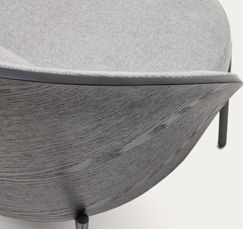 Fotoliu gri deschis/negru din textil Eamy Kave Home