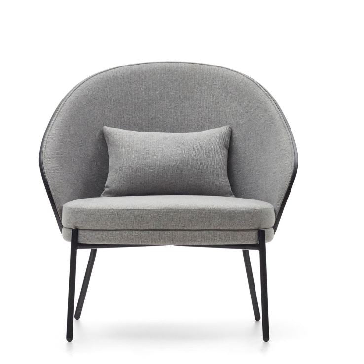 Fotoliu gri deschis/negru din textil Eamy Kave Home