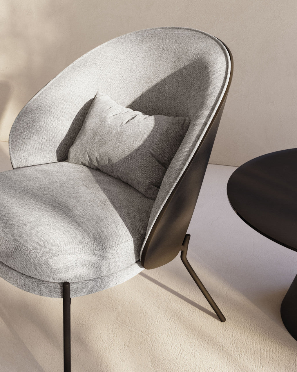 Fotoliu gri deschis/negru din textil Eamy Kave Home