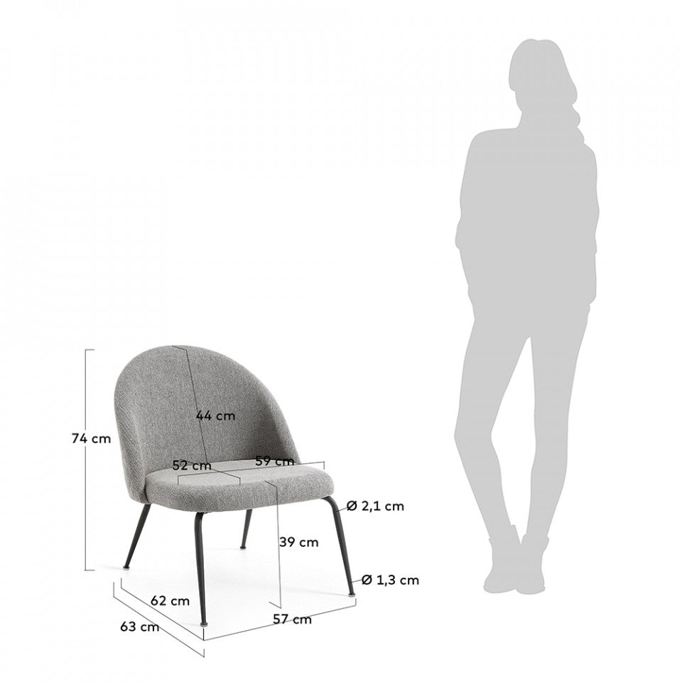 Fotoliu gri din textil Ivonne Kave Home