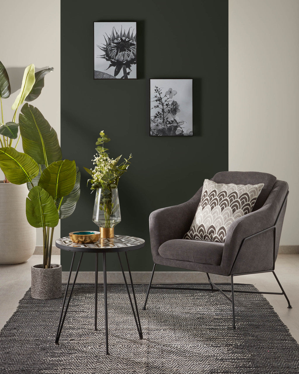 Fotoliu gri grafit din textil Brida Kave Home