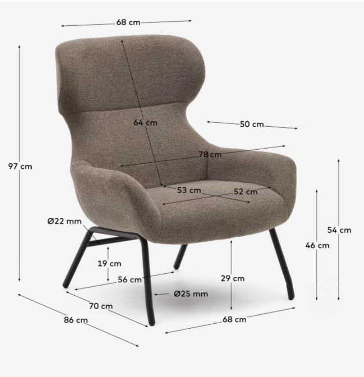 Fotoliu maro din textil Belina Kave Home