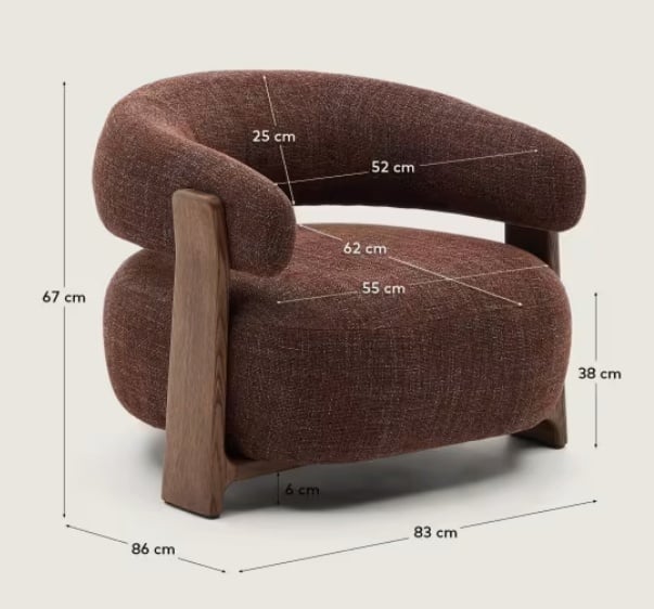 Fotoliu maro din textil Granite Chenille Kave Home