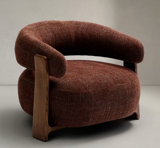 Fotoliu maro din textil Granite Chenille Kave Home
