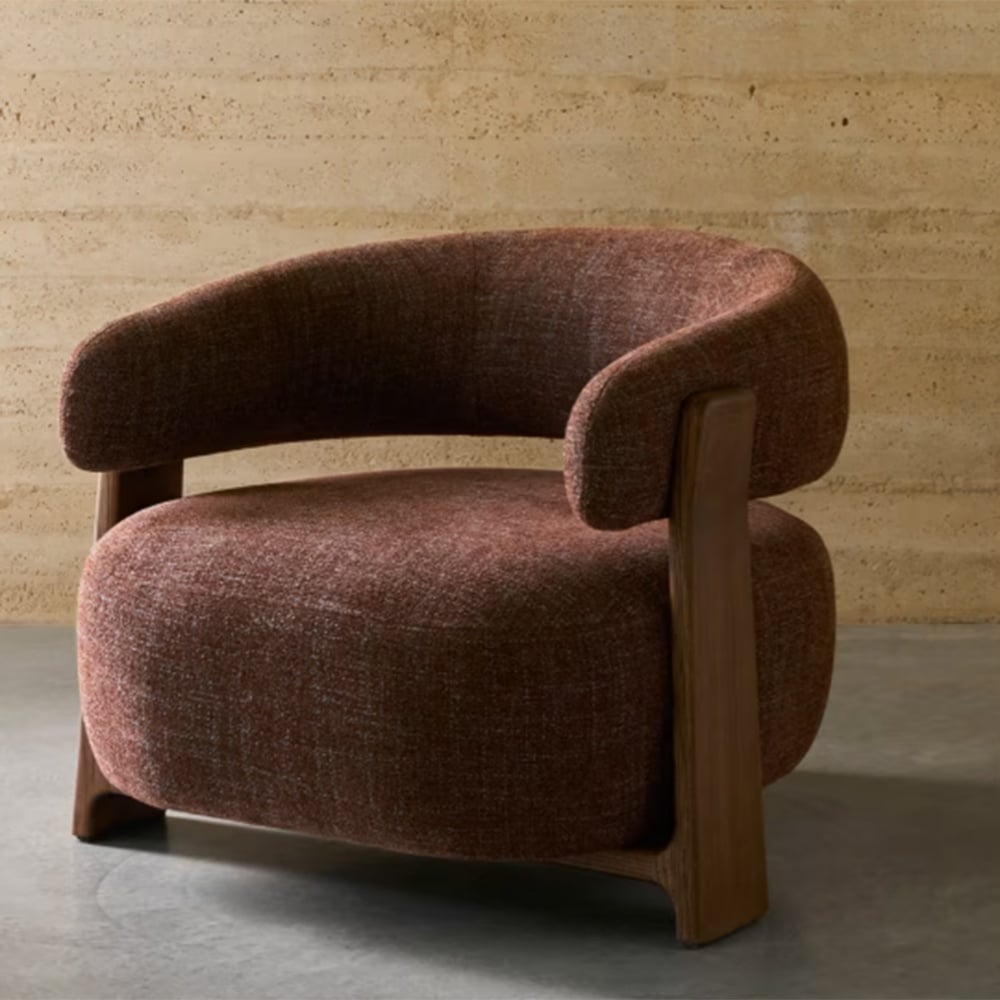Fotoliu maro din textil Granite Chenille Kave Home