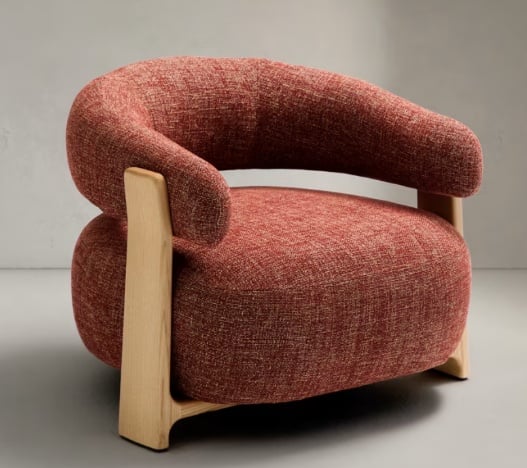Fotoliu maro teracota din textil Granite Chenille Light Kave Home