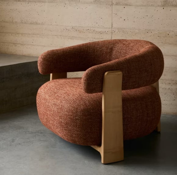 Fotoliu maro teracota din textil Granite Chenille Light Kave Home