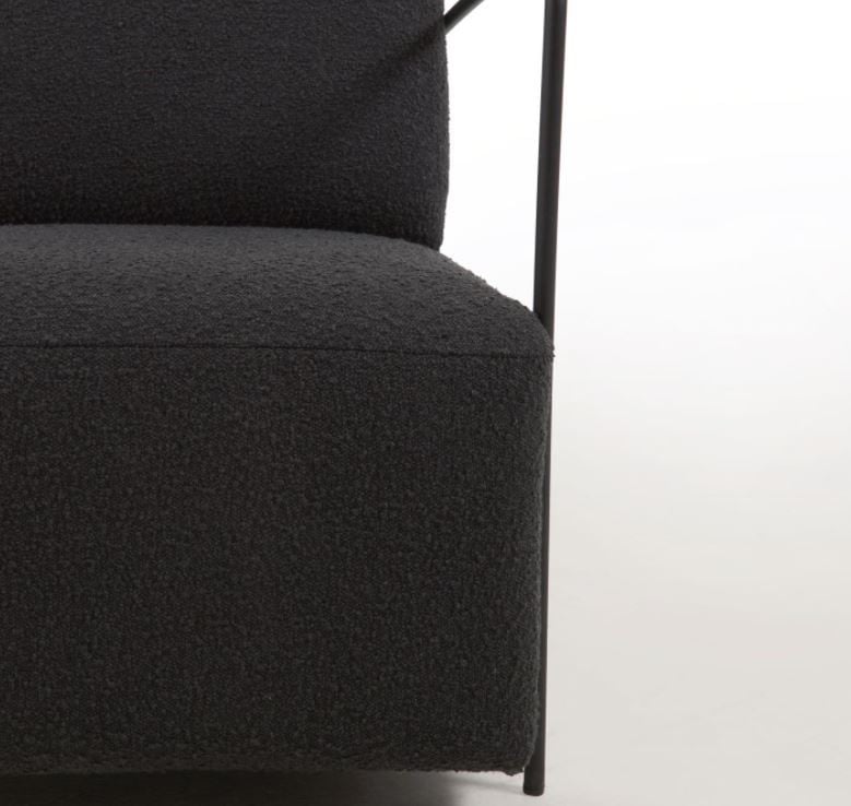 Fotoliu negru din textil Gamer Shearling Kave Home