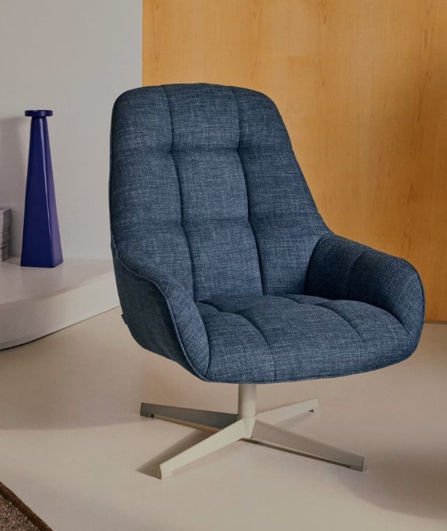 Fotoliu rotativ albastru/gri din textil Jaspe Kave Home