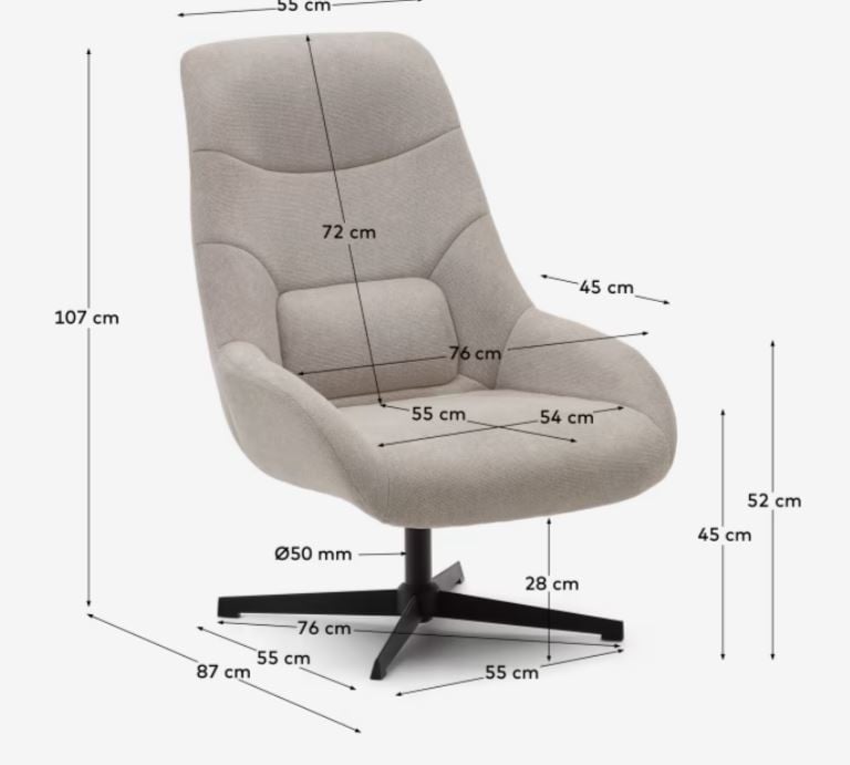 Fotoliu rotativ bej din textil Celida Kave Home