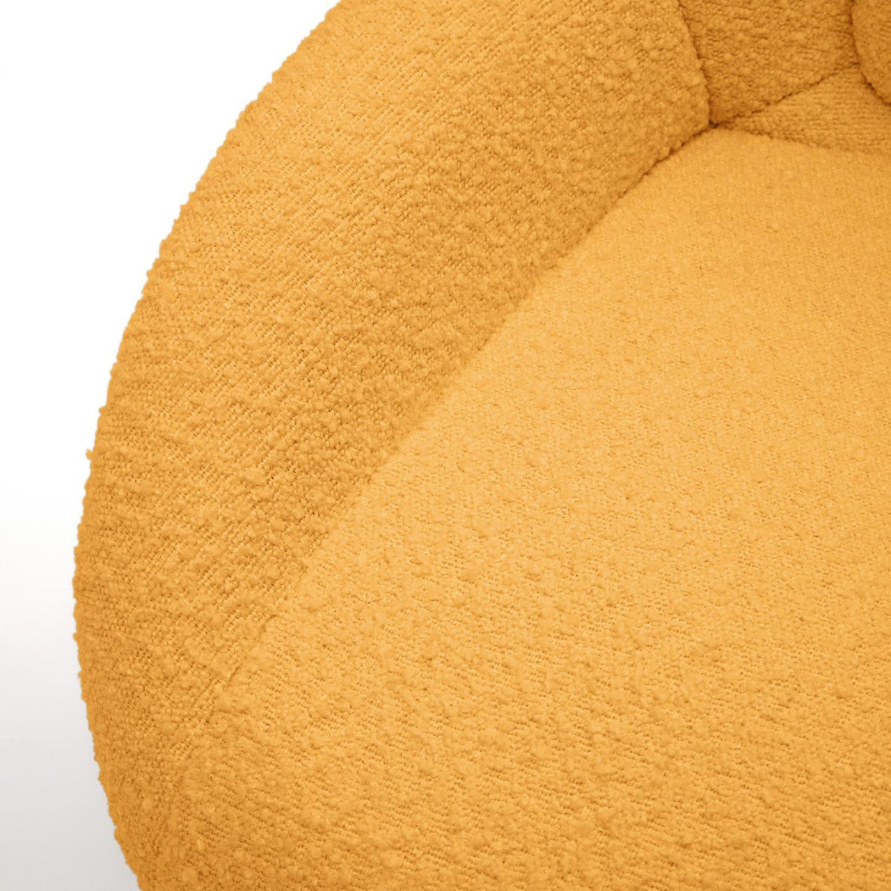 Fotoliu rotativ galben mustar din textil Celida Shearling Kave Home