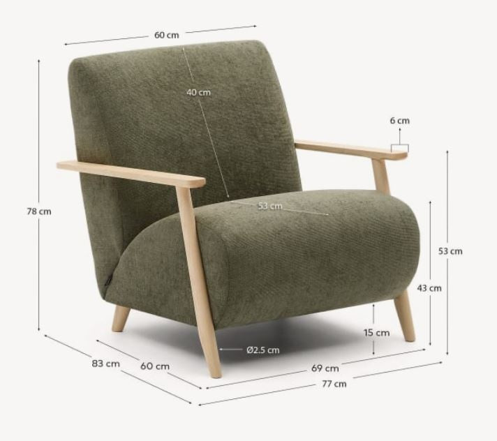 Fotoliu verde/maro deschis din textil Meghan Chenille Kave Home