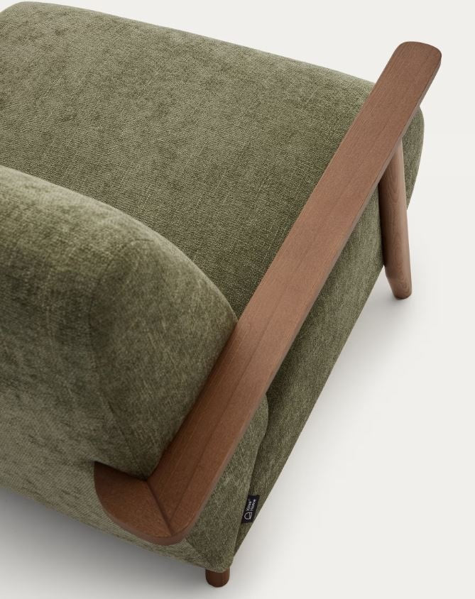 Fotoliu verde/maro din textil Meghan Chenille Kave Home