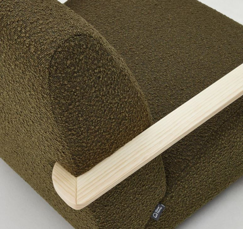 Fotoliu verde/maro din textil Meghan Fleece Kave Home