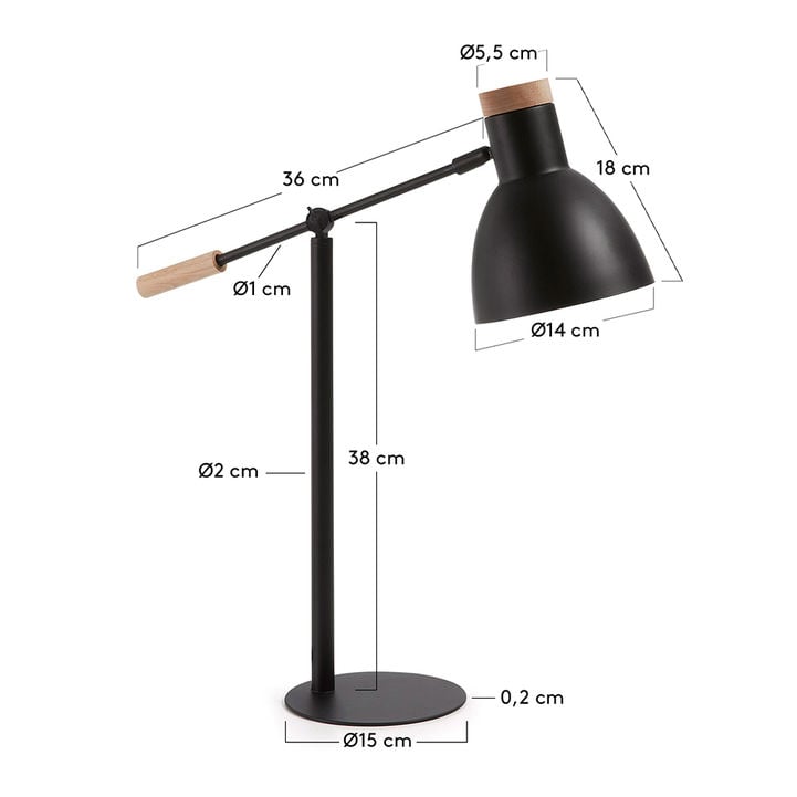 Lampa birou neagra din metal 54 cm Tescarle Kave Home