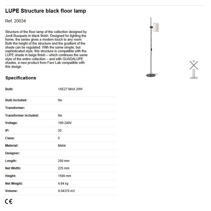 Lampa de podea orientabila design modern GUADALUPE bej