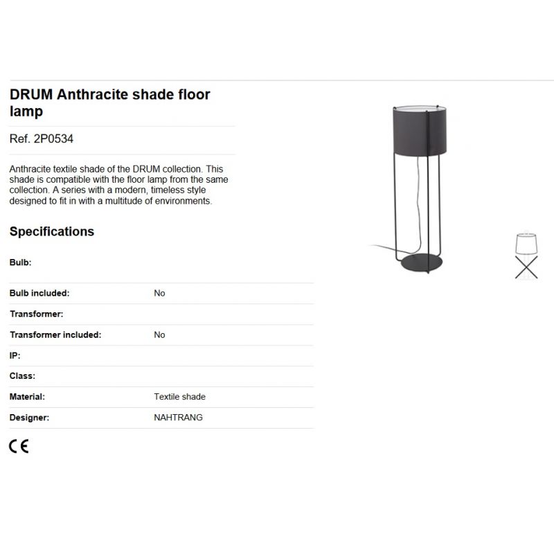 Lampa podea / Lampadar modern design elegant DRUM gri antracit