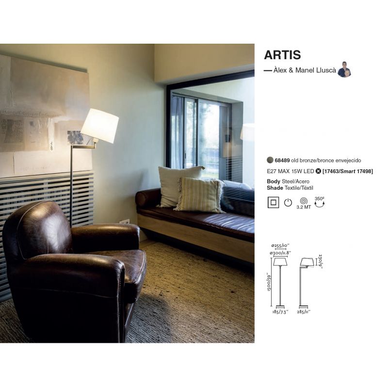Lampadar / Lampa de podea design elegant ARTIS bronz/alb