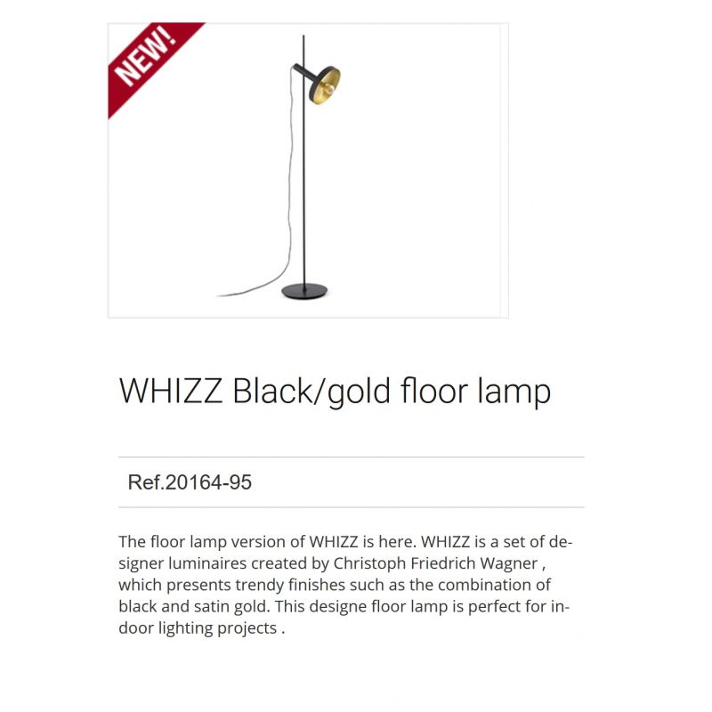 Lampadar / Lampa de podea design modern WHIZZ negru/auriu