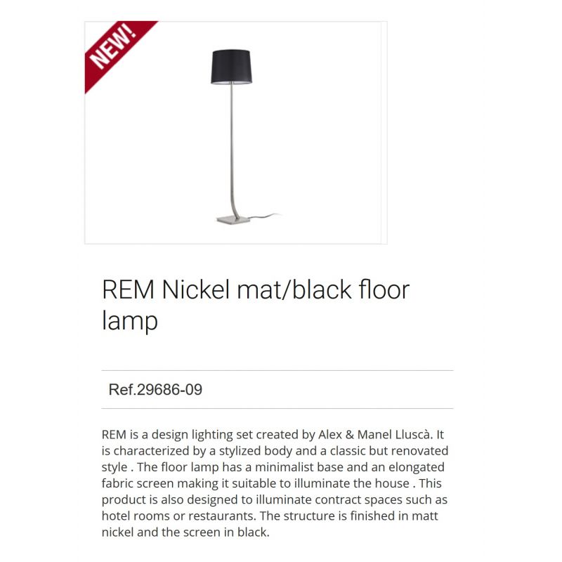 Lampadar / Lampa de podea eleganta design clasic REM nickel/negru