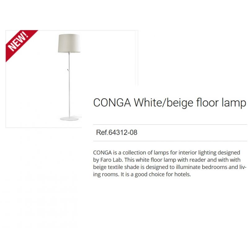 Lampadar / Lampa de podea modern design elegant CONGA alb/bej