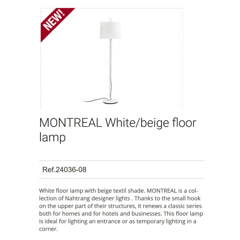 Lampadar / Lampa de podea moderna design elegant MONTREAL alb/bej