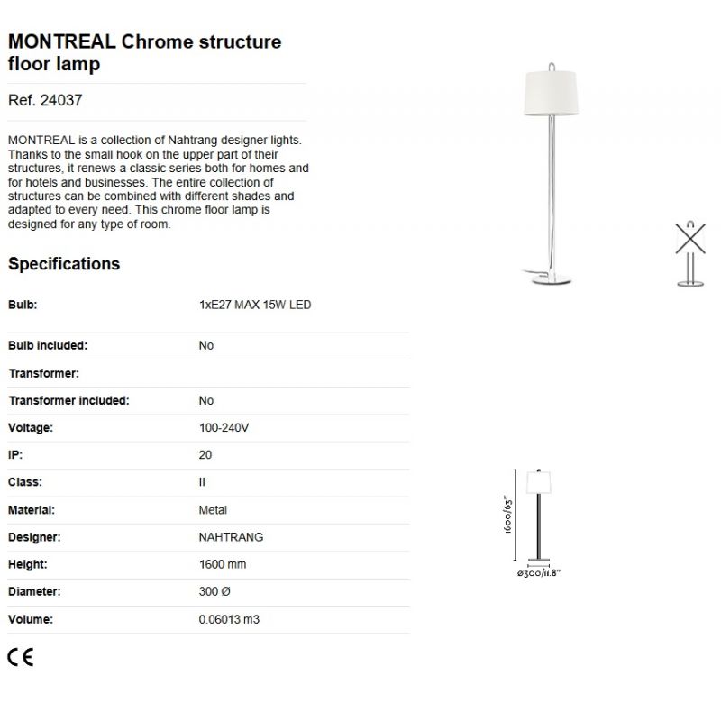 Lampadar / Lampa de podea moderna design elegant MONTREAL crom/alb