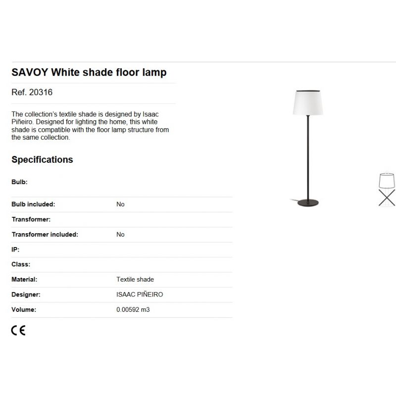 Lampadar / Lampa de podea moderna design elegant SAVOY alba