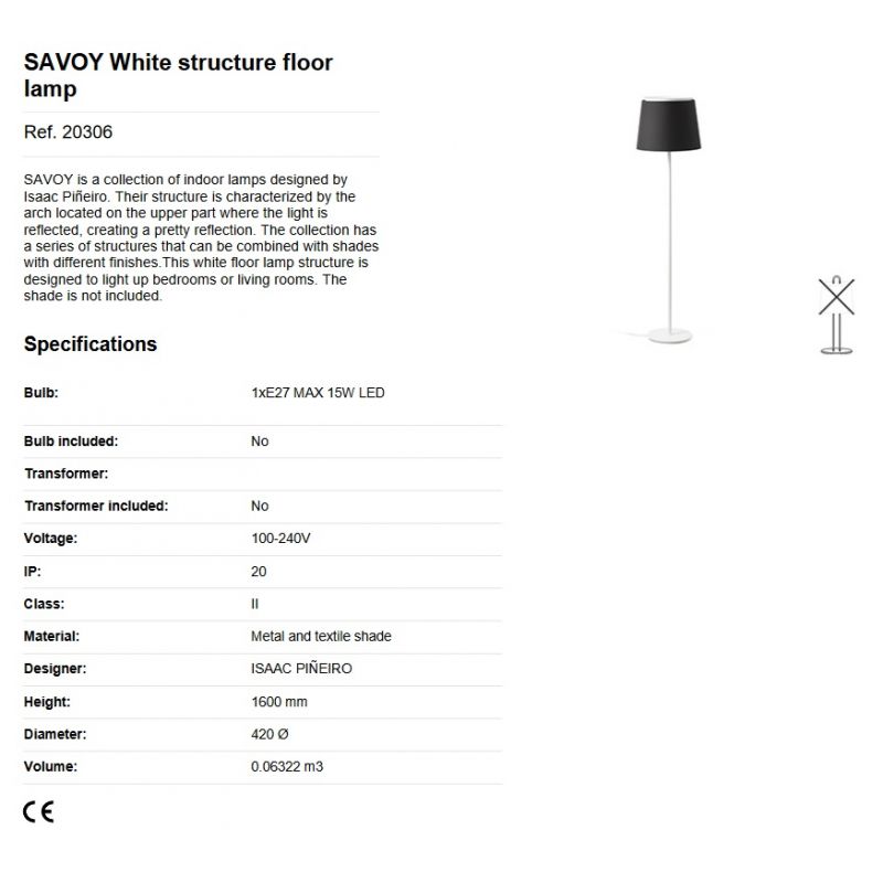 Lampadar / Lampa de podea moderna design elegant SAVOY alba