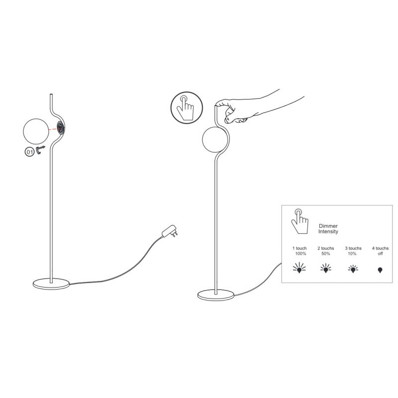 Lampadar LED dimabil design modern LE VITA LED Black