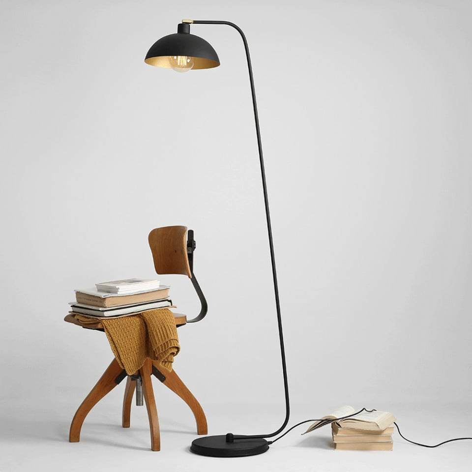 Lampadar negru/auriu din metal 165 cm Espace Aldex