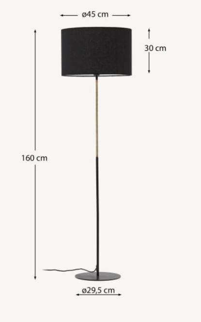 Lampadar negru din metal 160 cm Canar Kave Home