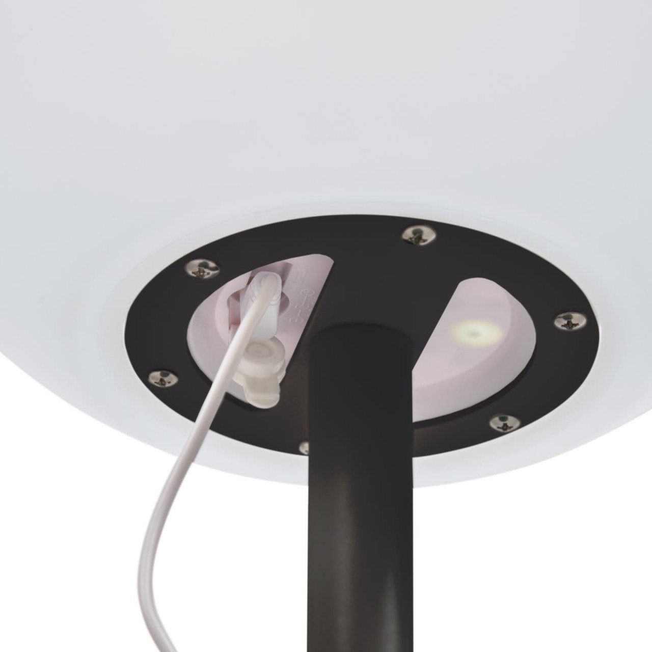 Lampadar portabil alb/negru din metal 120 cm Dinesh Kave Home