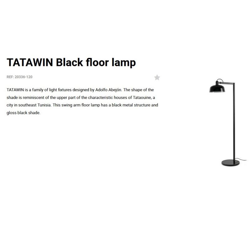 Lampadar/Lampa de podea design ambiental TATAWIN negru