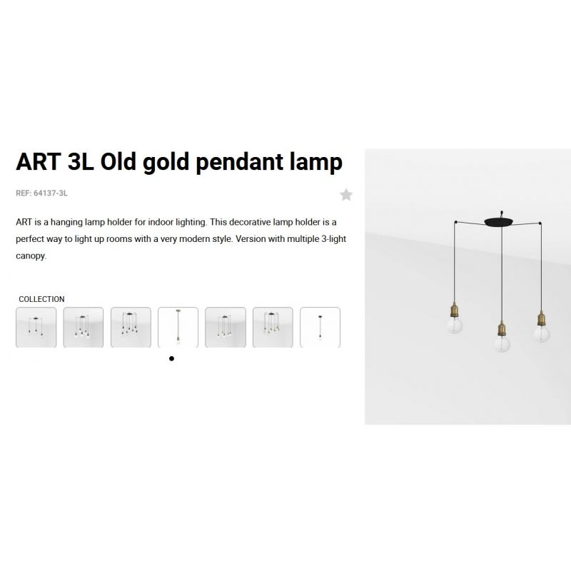 Lustra cu 3 Pendule design minimalist Art auriu vintage