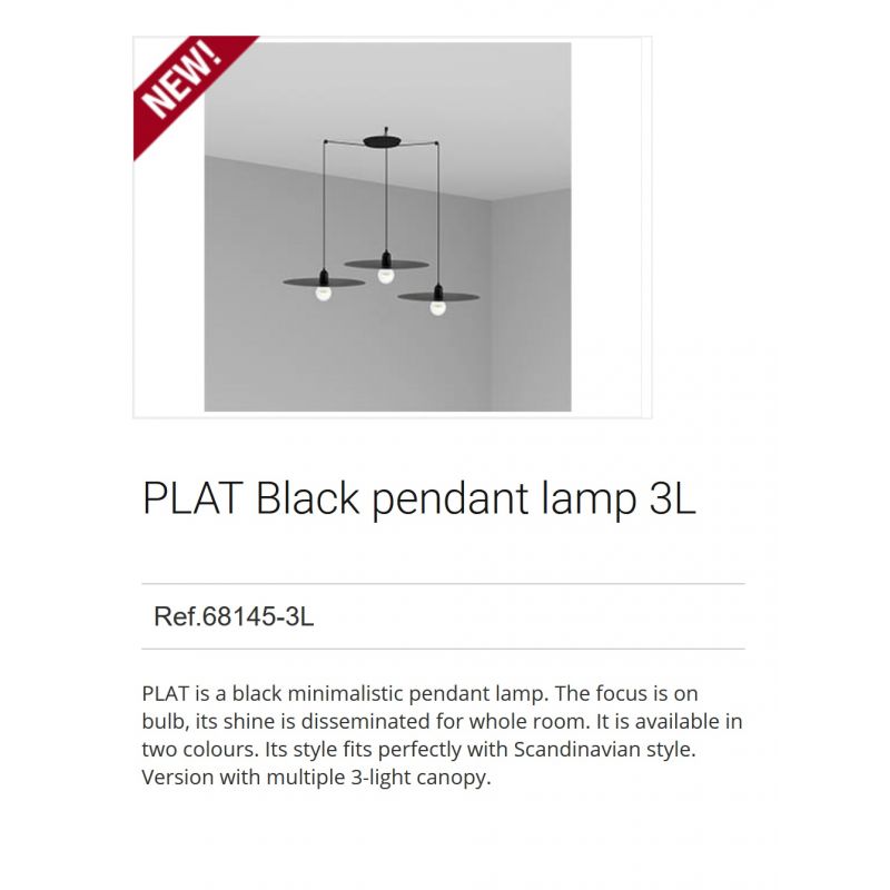 Lustra cu 3 Pendule design modern PLAT negru