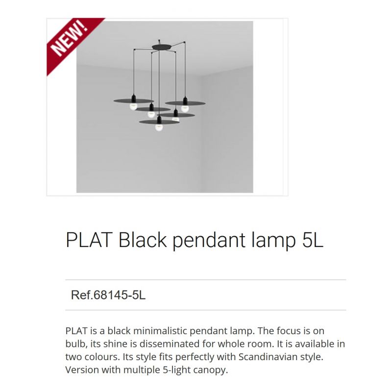 Lustra cu 5 Pendule design modern PLAT negru