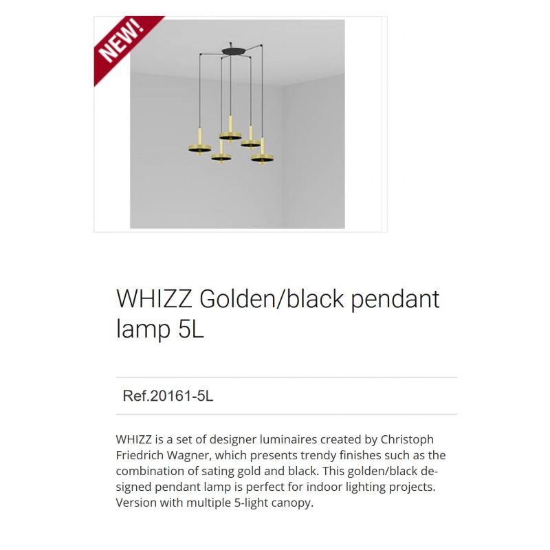 Lustra cu 5 Pendule design modern WHIZZ auriu/negru