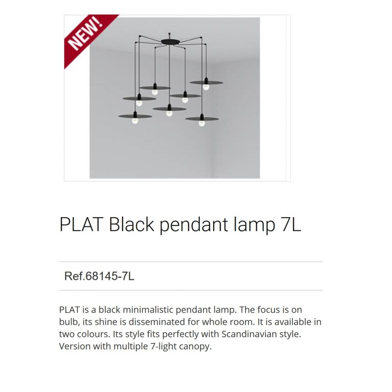 Lustra cu 7 Pendule design modern PLAT negru