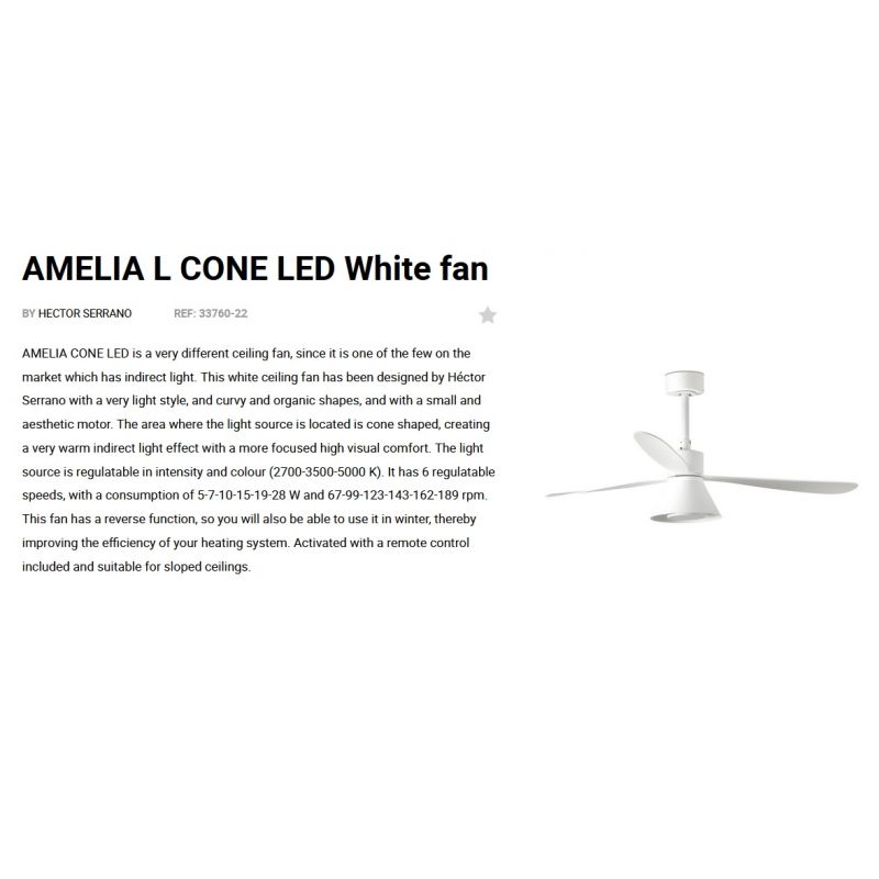 Lustra cu Ventilator si telecomanda AMELIA L CONE LED alb
